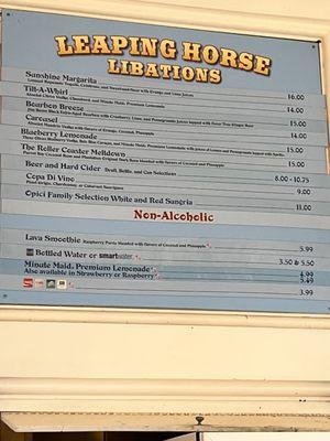 Drink menu