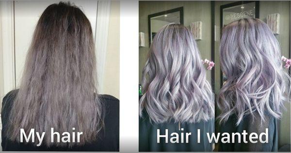 Right pic is the hair style my sister wanted and requested. The left "My Hair" is what the salon gave her instead. Her hair was falling off.