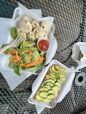 Beef momo and Avocado Toast