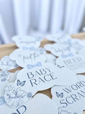 Baby shower styling and design...custom printing