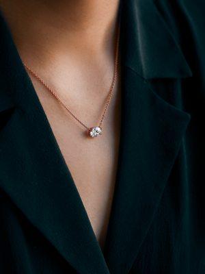 East-West Oval Solitaire Necklace by Kobelli