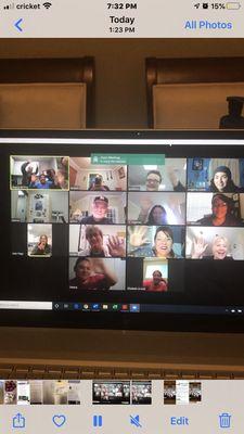 Office meeting by Zoom we miss our patients!!