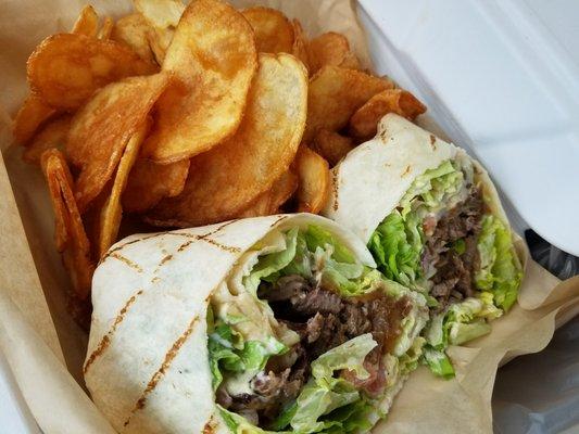 Delicious wraps; eat it indoors or on their beautiful outdoor patio!