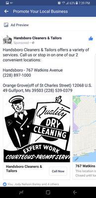 Handsboro Cleaners and Tailors of gulfport