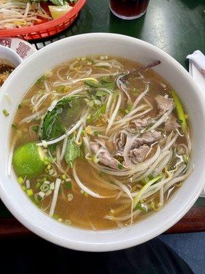 Pho with sliced steak