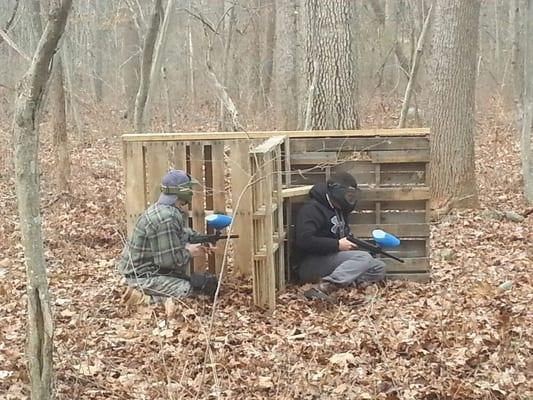 Players taking cover on Pallet Town.