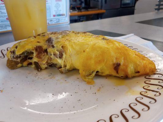 Sausage, onions, jalapeno omelette