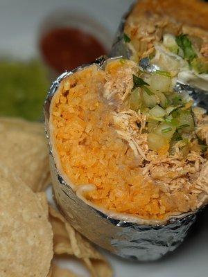 Shredded chicken burrito