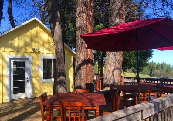 Tasting room, wine on the deck. 3550 Carson Road, Camino, CA