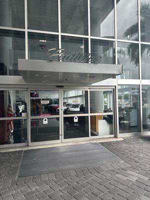 Entrance of the Cadillac dealership