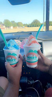 Left: Blue Coconut  Right: Pina Colada w/ Chamoy