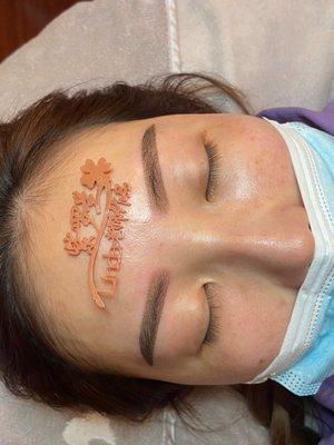 Korean style semi permanent make up (eyebrow) Done by Linda