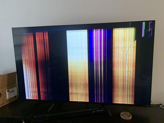 Broken tv. Notice point of impact