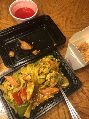 chicken curry and sweet & sour chicken