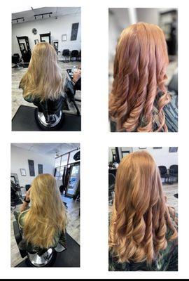 Make over  for   Fall   :   From  blond  to rose gold  / copper    
Done  by  Annie   Owner