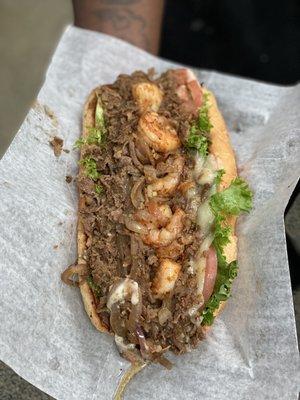 Shrimp cheesesteak sub