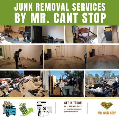 Mr. Cant Stop team in action during a junk removal service, showcasing efficiency and professionalism in Atlanta.