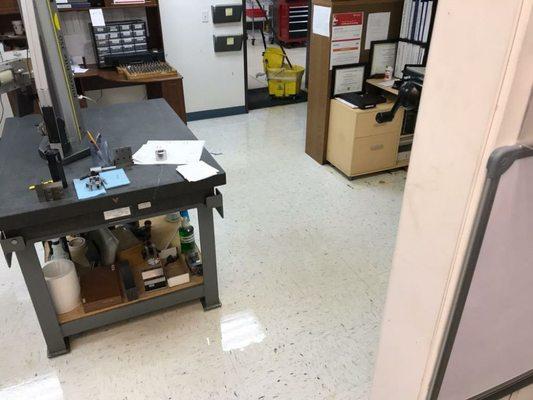 This is a floor in a machine shop. We took it from yellow with oil to white