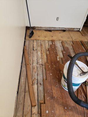 Repair damaged areas with new flooring