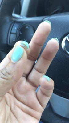 Dipped nails with no massage, no hand wash, no shave down and no lotion, just crusty, dusty (look close) dipped nails