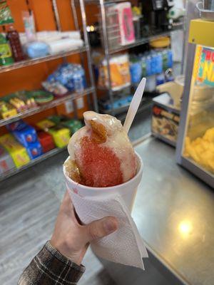 raspado de fresa y guayaba con lechera