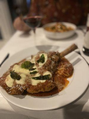 Bone-in veal Parmesan over spaghetti marinara... It was unbelievable