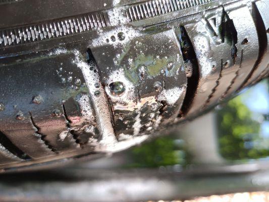 Tires sold with leaks due to unsafe repairs by seller they refuse to stand behind.