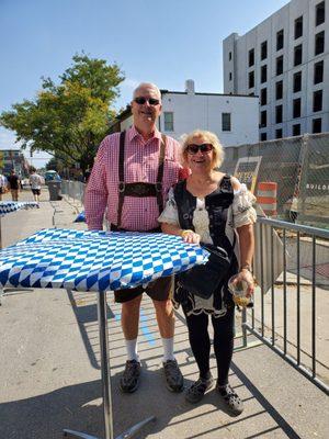 Cute couple.  Their outfits came from Germany!