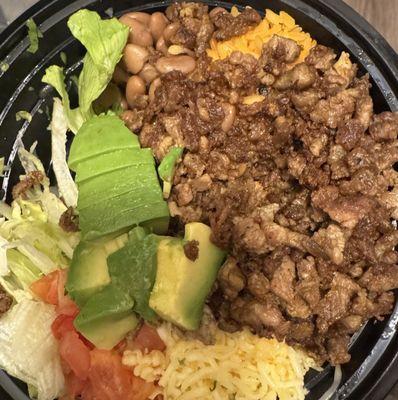 Steak Protein Bowl (after I removed the onions and cilantro)