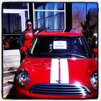 Nicole Rivers, Motoring Advisor at MINI of Madison and her MINI, Bucky.