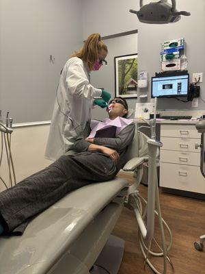 My son getting fillings. This hygienist is so sweet and caring!!