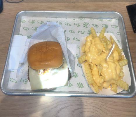 Black Truffle Burger and cheese fries