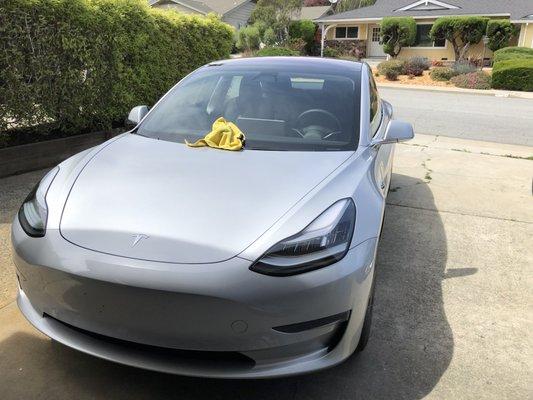 Doing a repair on a Tesla Model 3. Beautiful car!