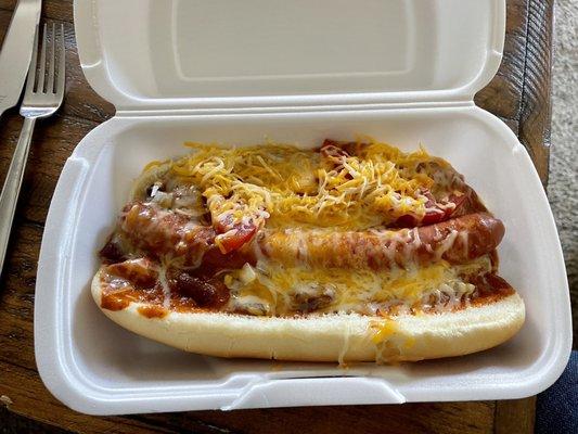 Chili cheese dog