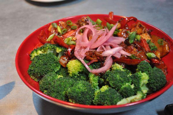 This is the Cassareep Rice Bowl.  It, too, would be better with brown rice, and the broccoli could be a little smaller.