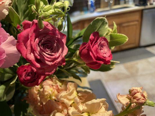 Dried past bloom roses