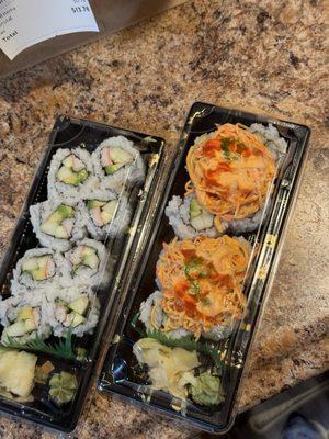 California Roll and Volcano Roll