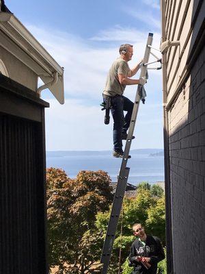 Scott working in the Blue-ridge neighborhood.