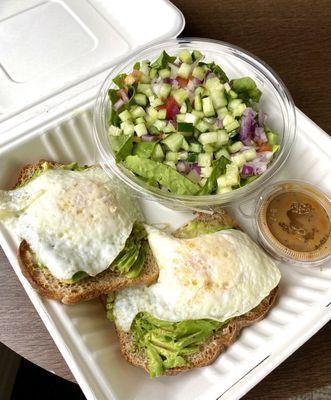 Takeout Avocado Toast ($15.50) - subbed house salad for potatoes