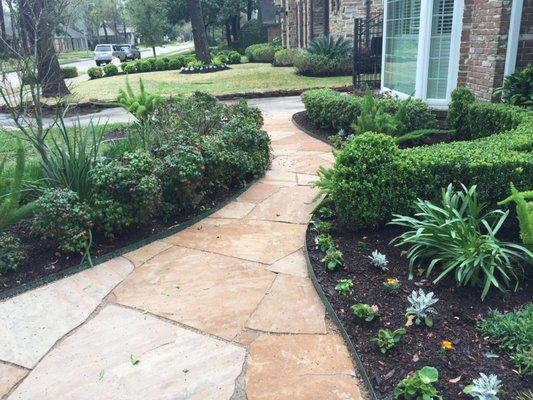 Flagstone and bed installation