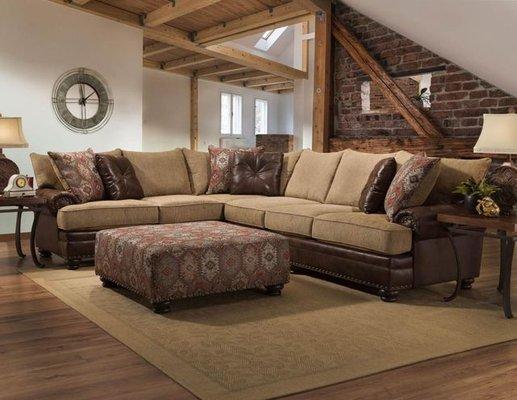 living room set: sectional with ottoman