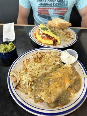 The burrito and the Mediterranean omelette