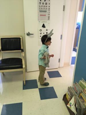 This little person was excited to show up as an Easter Bunny