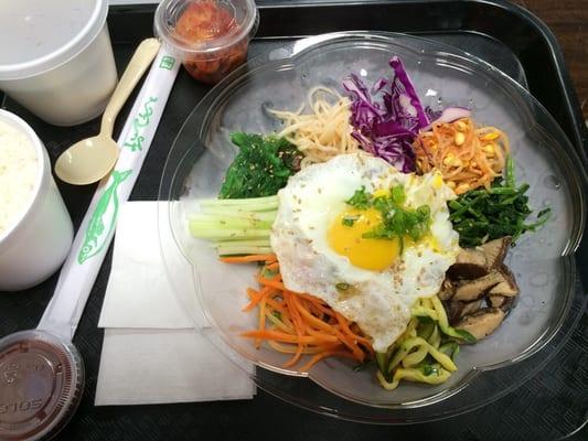 Vegetarian Bibimbap. The rice is in another container. Recommended.