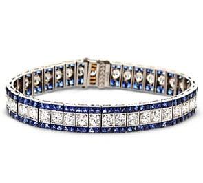 Oscar Heyman Diamond and Sapphire Art Deco Bracelet