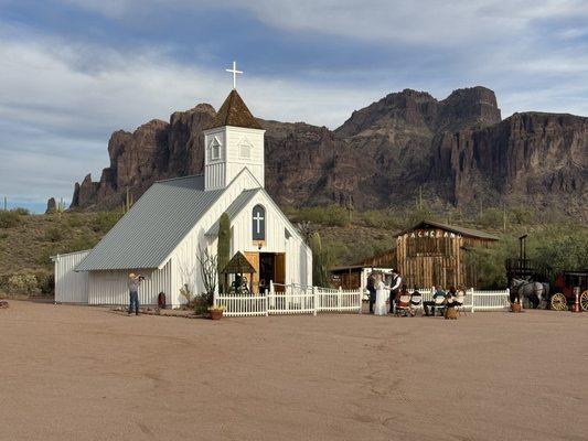 Church next to superstition Mountain