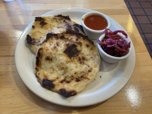 Pupusas Revueltas with Salsa and Curtido