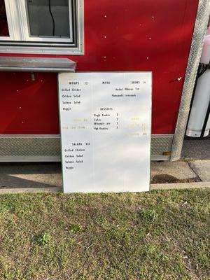 Food truck menu