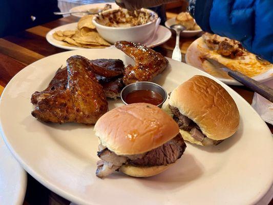 Brisket Combo with sweet chili wings