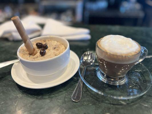 Whipped tiramisu and cappuccino